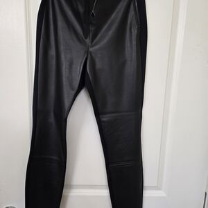 White House Black Market Faux Leather Front Back Scuba Leggings Sz 4 NWT